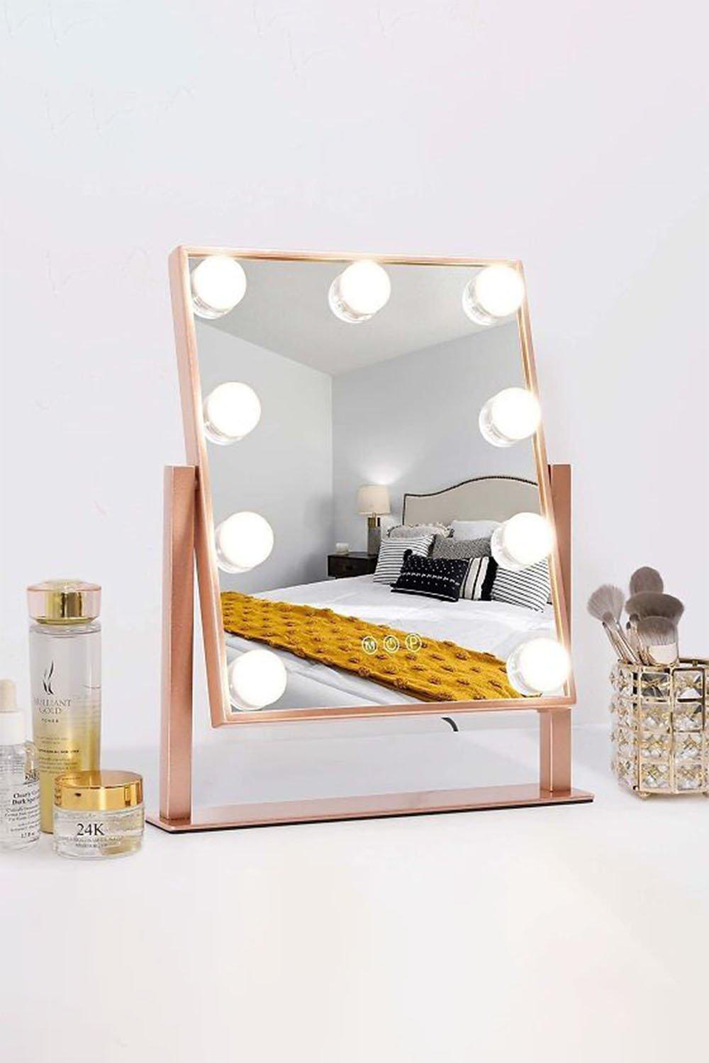 Touch Control Design 3-Color  Modes Gold Frame Hollywood Vanity Mirror